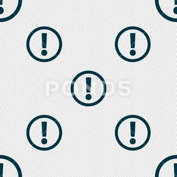 Attention sign icon. Exclamation mark. Hazard warning symbol. Seamless abstract Stock Illustration