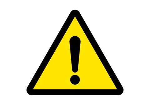 Attention sign or warning caution exclamation sign, danger alert vector yello Illustrazione stock