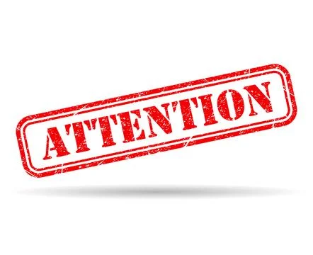 Attention stamp symbol shadow, label sticker sign button, text banner vector 스톡 일러스트