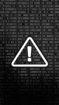 Attention symbol made with binary code. Danger Sign. Stock Photos