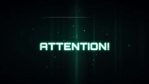 ATTENTION text with green glitch effect on dark grid, used for alert, warni.. Stock Footage 347625777