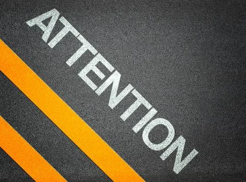 Attention text road asphalt Stock Illustration