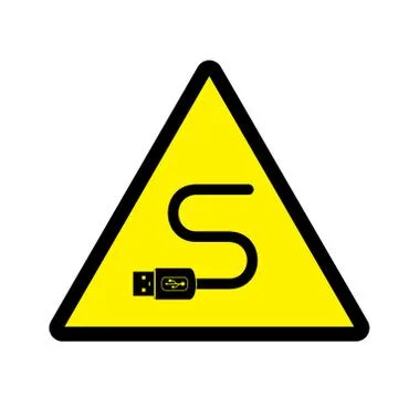 Attention triangle sticker usb connector plug Stock Illustration
