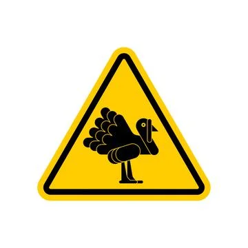Attention Turkey bird. Caution Turkey sign. Triangular road sign symbol. Illustration