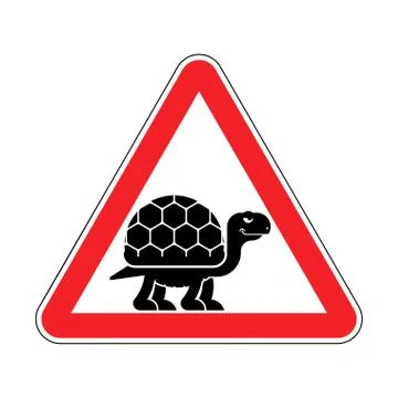 Attention Turtle. Caution tortoise red road sign. Vector illustration. Illustrazione stock