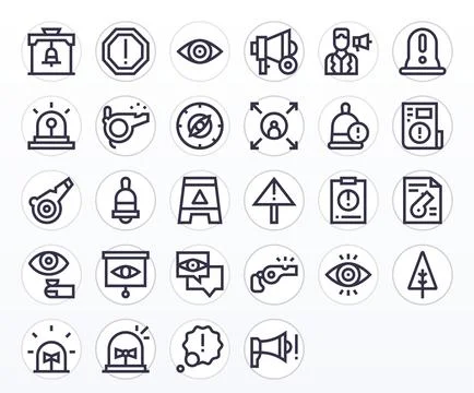 Attention Vector Graphics featuring 28 Bold Line Display Perfect 128x128 De.. Stock Illustration