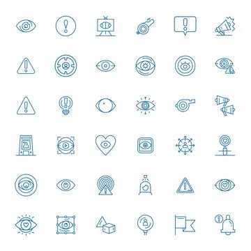 Attention Vector Icon Library with 36 Bold Line High Resolution Detail Enha.. Stock Illustration