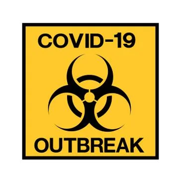 Attention Warning COVID-19 ,outbreak with black biohazard symbol on yello Stock Illustration