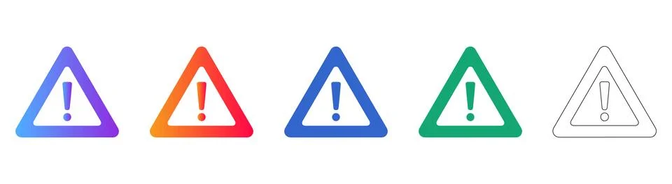 Attention Warning Exclamation Icon Set 스톡 일러스트