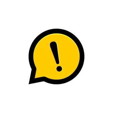 Attention warning sign exclamation mark icon in vector yellow chat bubble Stock Illustration