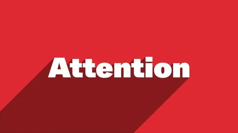 ATTENTION white letters with shadow moving banner animation on red background Stock Footage 159831359