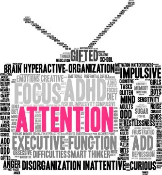 Attention Word Cloud Illustrazione stock