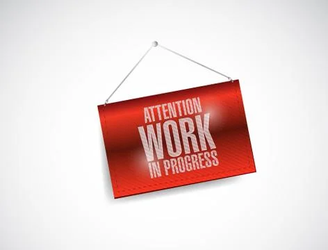 Attention work in progress hanging banner イラスト素材