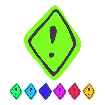 Attention yellow warning sign vector cartoon graphic Stock Illustration