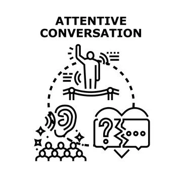 Attentive conversation improving communication through active listening icon Illustrazione stock