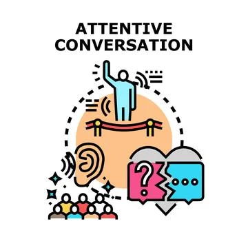Attentive conversation improving communication through active listening icon Illustrazione stock
