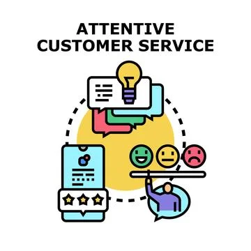 Attentive customer service providing feedback and solutions Stock Illustration
