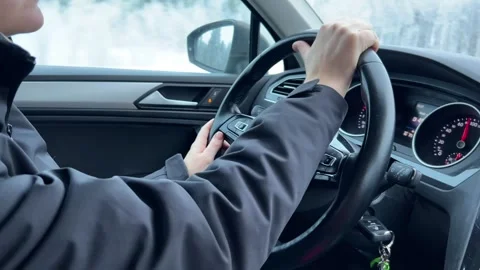 Attentive Driver Navigates Road with Focus Stock Footage 256236406