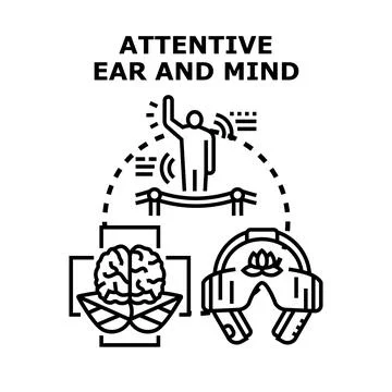 Attentive ear and mind concept for listening focus Stock Illustration