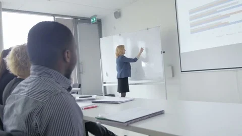 Attentive multi-ethnic students studying in a seminar Video stock 69933073