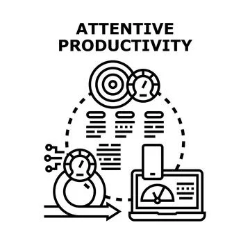 Attentive productivity concept illustrating efficient work process Stock Illustration