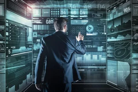 Attentive programmer noticing an important detail while working 스톡 사진