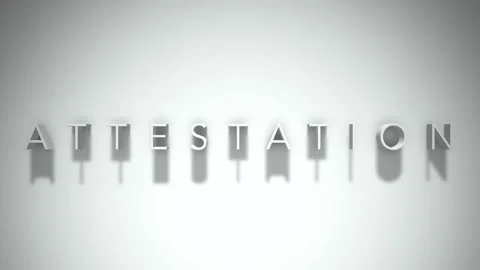 Attestation 3D title animation with shadows on a white background Stock Footage 297516618