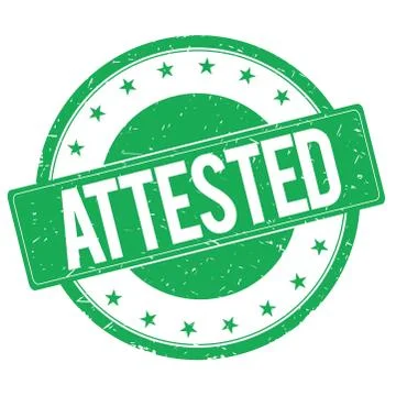 ATTESTED stamp sign green Stock Illustration