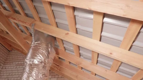 The attic of an apartment building Stock Footage 132491456