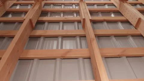 The attic of an apartment building Stock Footage 132491499