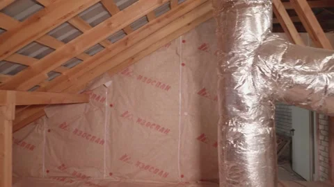 The attic of an apartment building Stock Footage 132491540