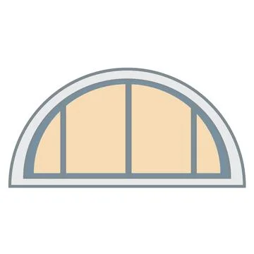 Attic half round window with bars for home isolated on white background. Stock Illustration