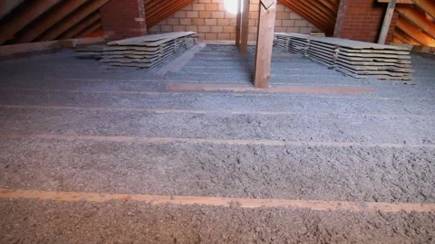 The attic has cellulose insulation Stock Footage 169316886