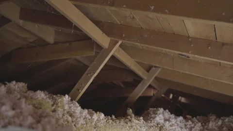 Attic panning with insulation  Stock Footage 339750456