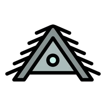 Attic with a round window icon color outline vector 스톡 일러스트