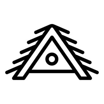 Attic with a round window icon, outline style 스톡 일러스트