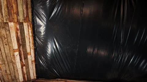 Attic under renovation with thermal insulation and vapor barrier membrane Stock Footage 337791027