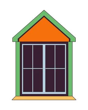 Attic window exterior 2D linear cartoon object 스톡 일러스트