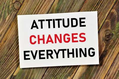 Attitude changes everything. Text label in the banner sign. Stock-Fotos