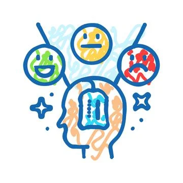 Attitude consumer behavior icon doodle illustration Stock Illustration