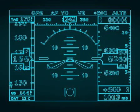Attitude indicator and turn coordinator blueprint Stock Illustration