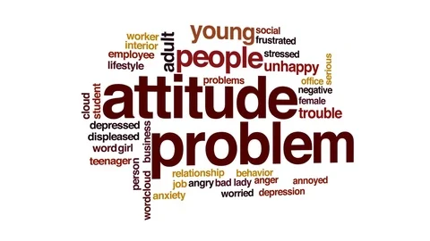 Attitude problem animated word cloud, text design animation. Stock Footage 72331130