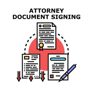 Attorney document signing process and legal agreement concept 스톡 일러스트