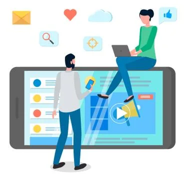 Attract customers for developing social websites, increase popularity of site in Stock Illustration