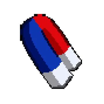 Attract magnet pixel art vector illustration Stock Illustration