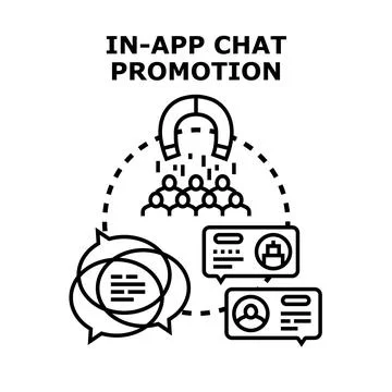 Attracting customers using in app chat promotion strategy Stock Illustration