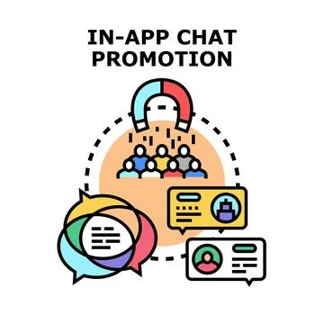 Attracting customers using in app chat promotion strategy Stock Illustration