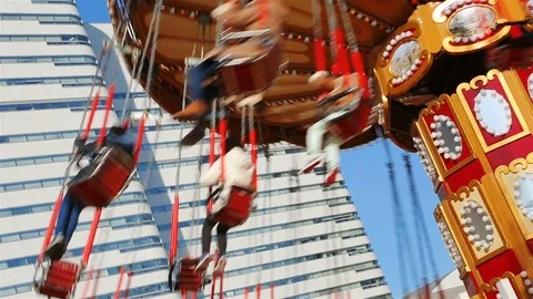 Attraction in amusement park. Stock Footage 100693396