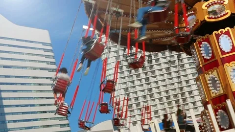 Attraction in amusement park. Stock Footage 100693433