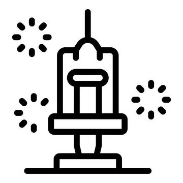 Attraction drop tower with fireworks icon Stock Illustration